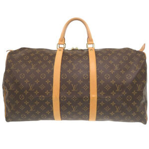 LOUIS VUITTON Brown Monogram Keepall 55 Boston Bag
